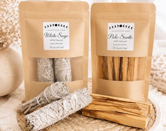 Palo Santo original from Peru & white sage bundle + white sage stick hand-harvested in California | Incense set