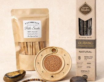 Palo Santo Sticks | Incense Sticks + Holder | Tiger's Eye Bracelet + Tumbled Stones (A-Quality) | Ritual Set