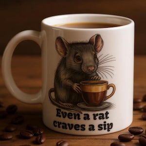 Funny Rat Coffee Mug – Cute Rat Quote Cup – Rat Lover Gift for Rat Mom or Dad – Animal Humor Coffee Mug