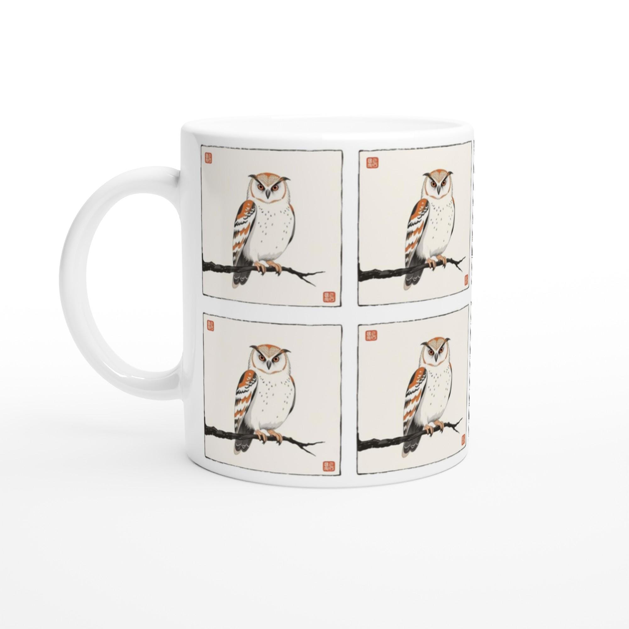 Japanese Owl Mug - Kawaii Coffee Cup - Wise Owl Design - Anime Tea Mug - Wabi Sabi Design Mug - Cowo