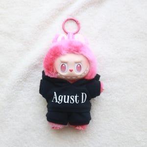 Agust D Doll Clothes Hoodie for BTS Fans, Labubu 15cm Plush Outfit, Kpop Doll Costume, Army Gift