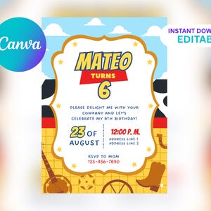 Toy Story Birthday Invitation: Editable Pixar Party Template (Digital Download)