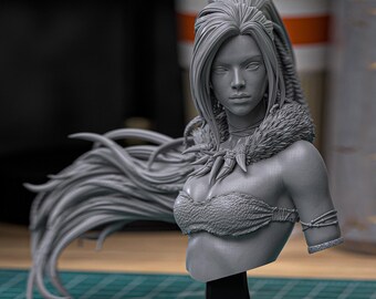Nidalee Bust, 3D Printed Resin Model Kit, League of Legends Gamer Collectible