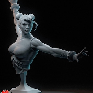 Bust Of Dragon Fighting Lady 3D Printed Figurine - Custom Resin Model - Street Fighter Anime Collectible
