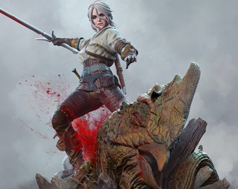 Ciri - The Witcher, 12k Print Unpainted, 3d printed Model, Gift for Gamer, The Witcher Statue, Handmade Gift, Figurine Gift,