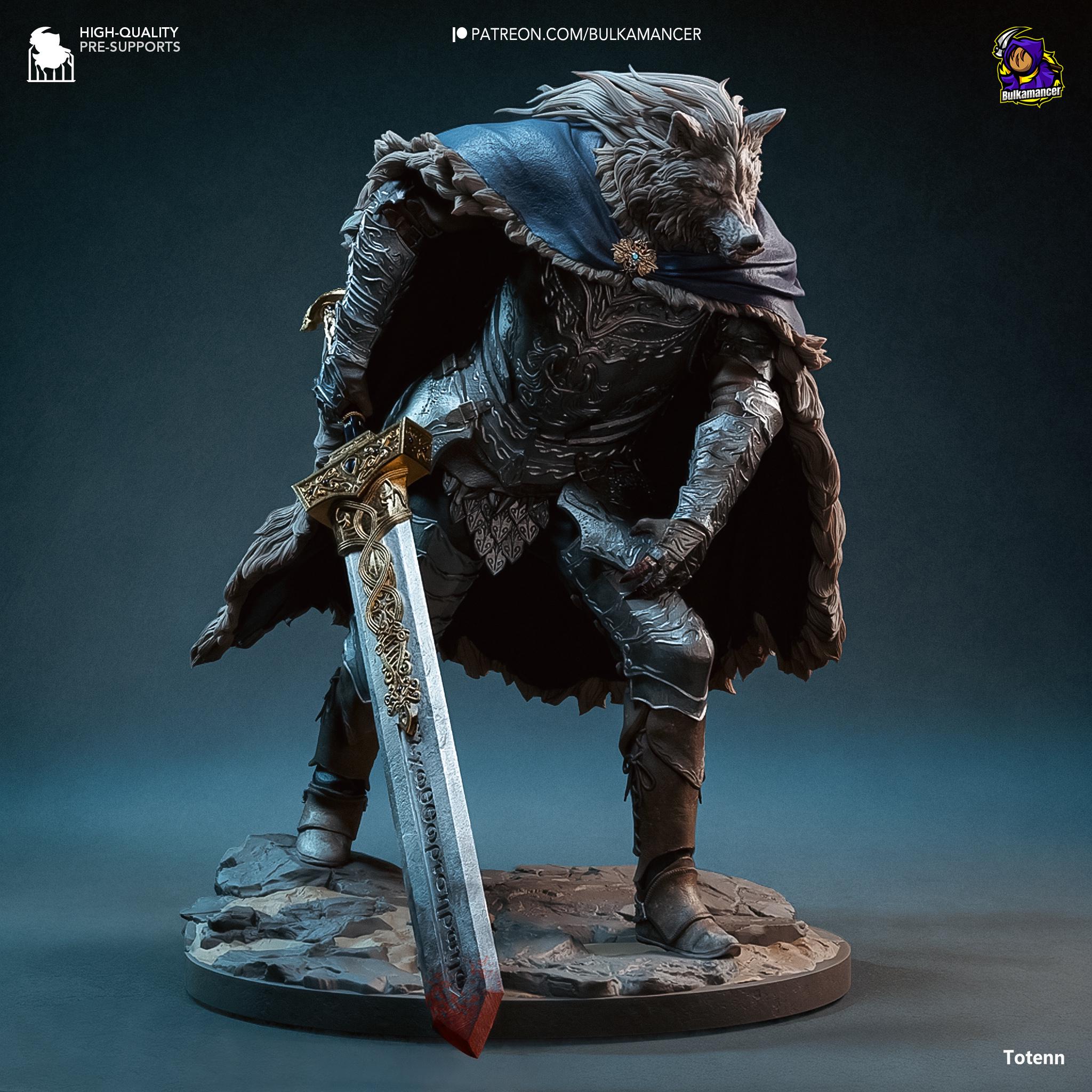 The Half Wolf Shadow 3D Printed Figurine, Custom Resin Model
