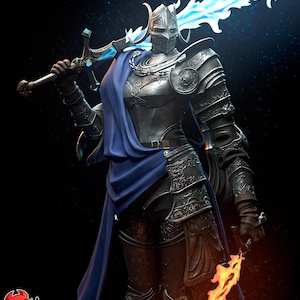 Twin Moon Knight Resin Figure – 3D Printed Fantasy Hero – Painted or Unpainted Collectible Statue – Epic Display Model  Gamers & Collectors