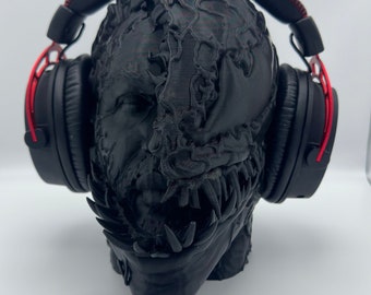 Venom Tom Hardy Headphone Stand,Headphone Holder, Gaming Stand, Room Decor, Office, Desktop,   Paintable Bust, Spiderman stand