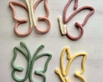Knitted Wire Butterfly Wall Decor Set, Handmade Nursery Art