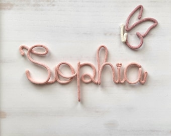 Personalized Knitted Wire Name Sign, Custom Nursery Decor, Handcrafted Hanging Wall Art