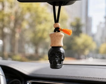 Gothic Skull Car Diffuser, Rearview Mirror Charm, Hanging Air Freshener, Halloween Decor