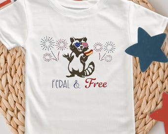 Vild & Fri Rabjörn 4 juli T-shirts, Patriotiska Fjärde Juli T-shirts för Vuxna och Barn