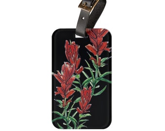 Watercolor Indian Paintbrush Luggage Tag: Hand-Drawn Wildflowers