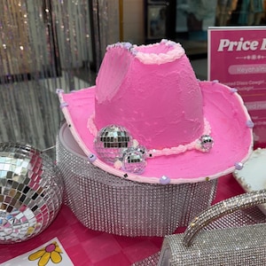 CUSTOM Disco Cowgirl Fake Cake Hat
