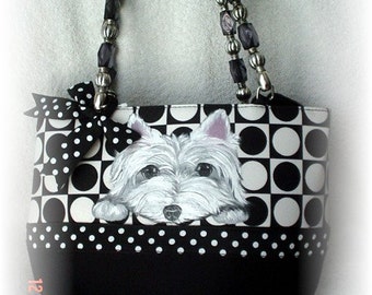 Custom West Highland White Terrier Hand Painted Handbag