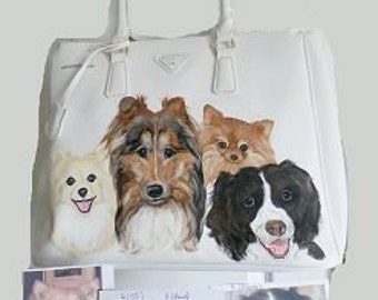 Custom Hand Painted Handbag Dog Art by SugarspiceArt