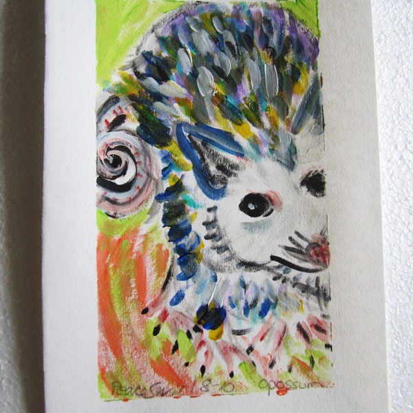 Oh Hello Opossum folkart painting original