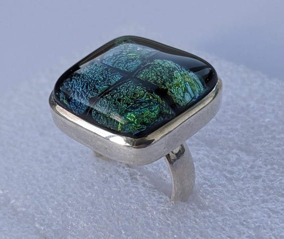 Adjustable 925 Sterling Silver Ring with Iridesce… - image 9