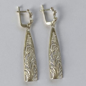 Sterling Silber 925 Jugendstil Filigran Tropfen Ohrringe Victorian Revival Leverback Vintage Style Schmuck