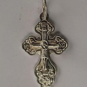 Vintage Orthodox Crucifix Pendant 925 Sterling Silver – Russian Christian Cross with Jesus – Religious Faith Jewelry Gift