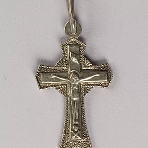 Vintage Orthodox Crucifix Pendant 925 Sterling Silver – Russian Christian Cross with Jesus – Religious Faith Jewelry Gift