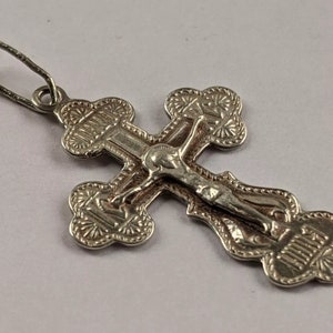 Vintage Russian Orthodox Sterling Silver Cross Pendant Religious Crucifix Christian Gift Protection Jewelry