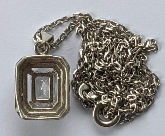 Sterling Silver 925 Rectangular Halo Crystal Pend… - image 9
