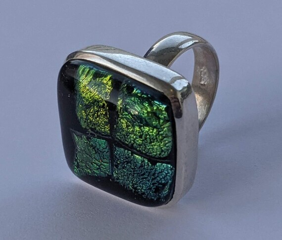 Adjustable 925 Sterling Silver Ring with Iridesce… - image 3