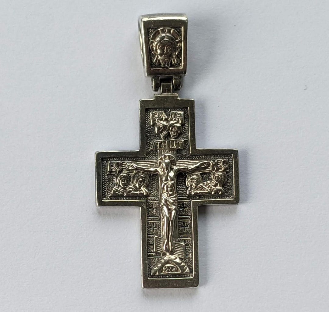 Vintage 925 Sterling Silver Orthodox Cross Pendant Crucifix Religious ...