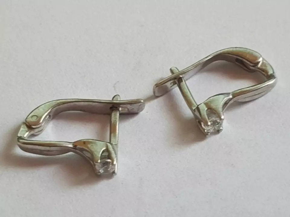 Ukrainian Zircons Rhodium plated Vintage EARRINGS 925 silver