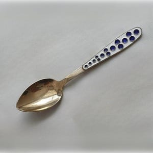 Vintage USSR Silver 916 Coffee Spoon, Russian Star Hallmark, Rare Gilded & Enamel Antique Spoon Collectible