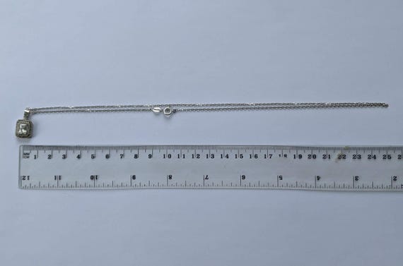 Sterling Silver 925 Rectangular Halo Crystal Pend… - image 8