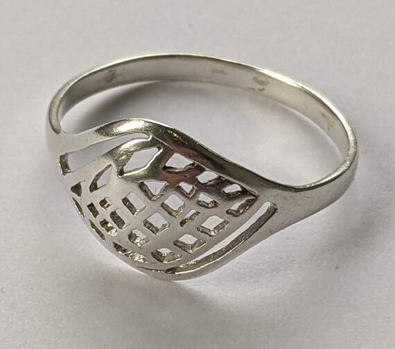 Vintage Soviet 925 Silver Openwork Ring – Geometric L… - Gem
