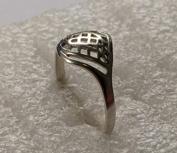 Vintage Soviet 925 Silver Openwork Ring – Geometric L… - Gem