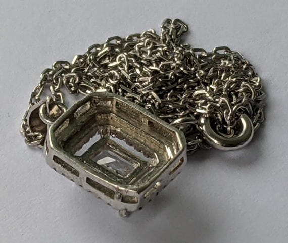 Sterling Silver 925 Rectangular Halo Crystal Pend… - image 11