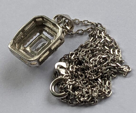 Sterling Silver 925 Rectangular Halo Crystal Pend… - image 10
