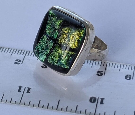 Adjustable 925 Sterling Silver Ring with Iridesce… - image 6