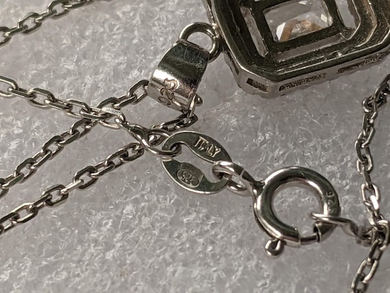 Sterling Silver 925 Rectangular Halo Crystal Pend… - image 13