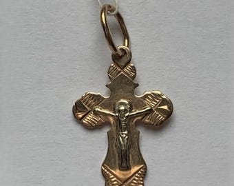Orthodox 14K Gold (585) Christian cross Pendant Weight 0.69 g.