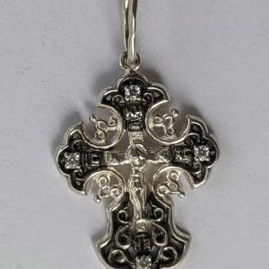 Vintage Orthodox Crucifix Pendant 925 Sterling Silver – Russian Christian Cross with Jesus – Religious Faith Jewelry Gift