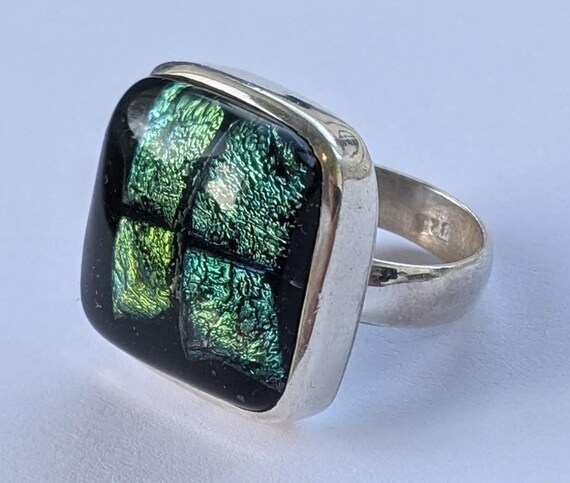 Adjustable 925 Sterling Silver Ring with Iridesce… - image 2