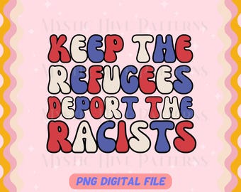 Keep the refugees deport the racists png, human rights file, antiracist digital file