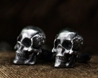 Sterling Silver Skull Cufflinks – Gothic Groomsmen Jewelry