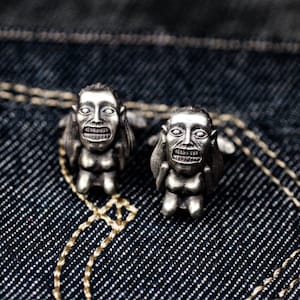 Mayan Shaman 925 Silver Cufflinks, Tribal Mystic Totem