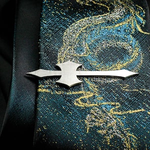 Sword Cross Tie Clip - 925 Silver Handmade Gothic Knight Sword Tie Bar