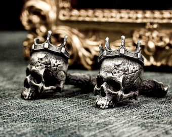 Handmade 925 Silver Devil Head Cufflinks – Gothic Demon Horn