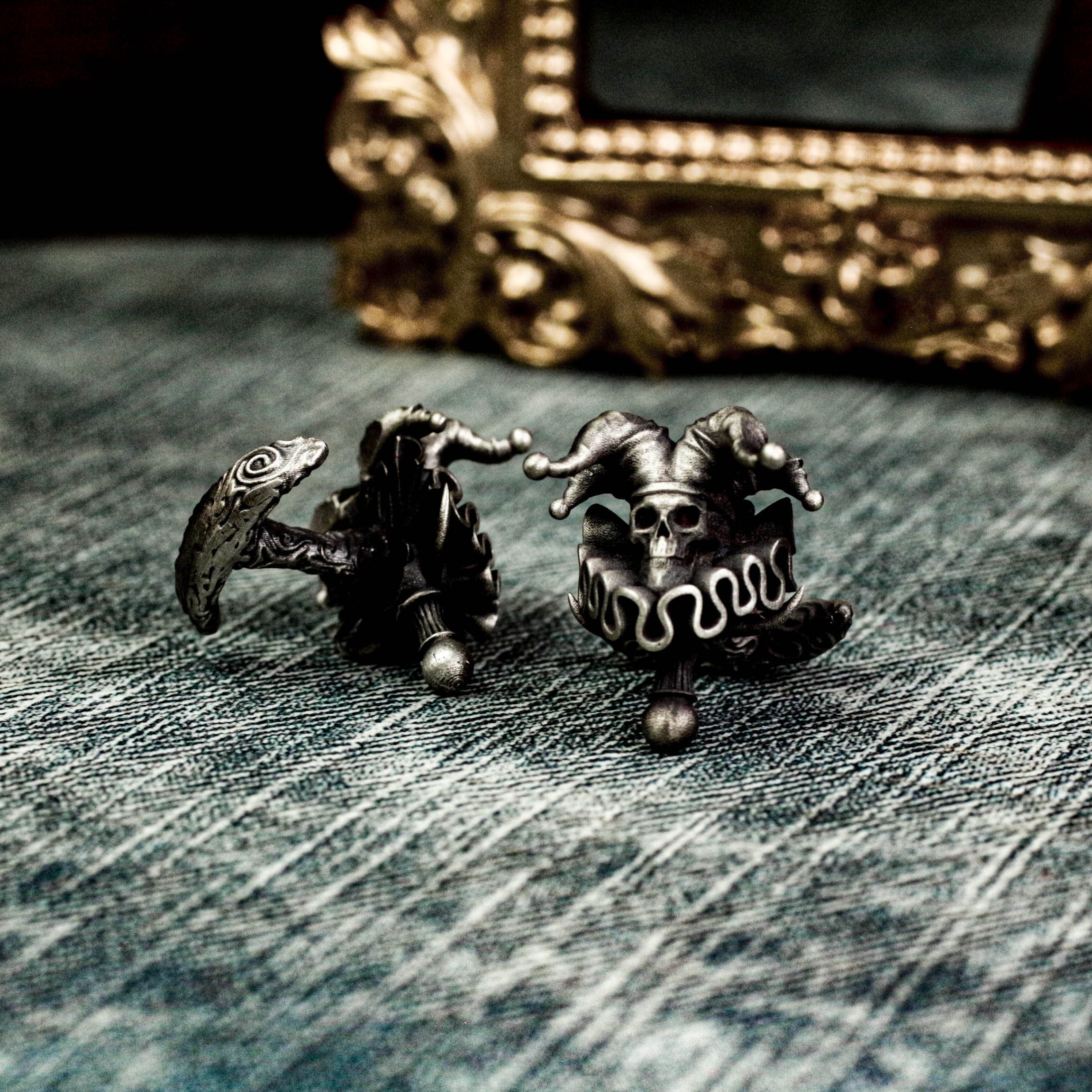 Antique Silver Ornate Theatrical Jester Bell Skull Cufflinks - Etsy