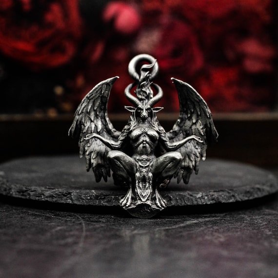 Handmade 925 Silver Baphomet Pendant – Gothic Occult Necklace