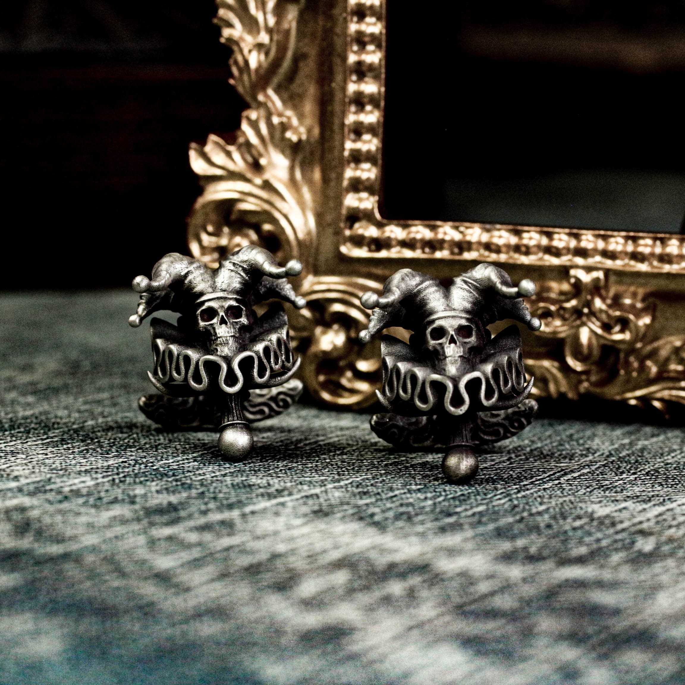 Antique Silver Ornate Theatrical Jester Bell Skull Cufflinks - Etsy