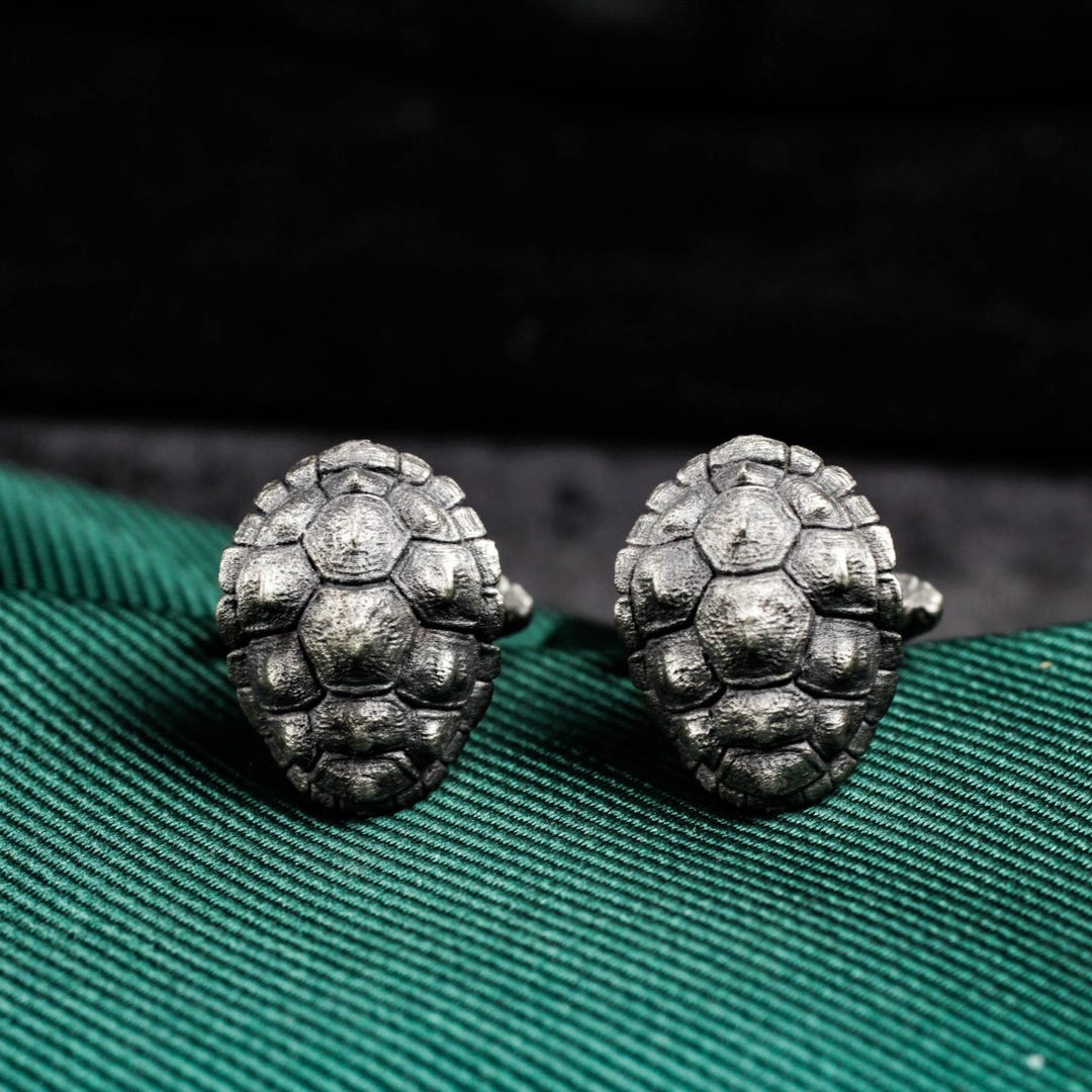 Handmade Sterling Silver Turtle Shell Cufflinks – Gothic Nature Jewelry ...